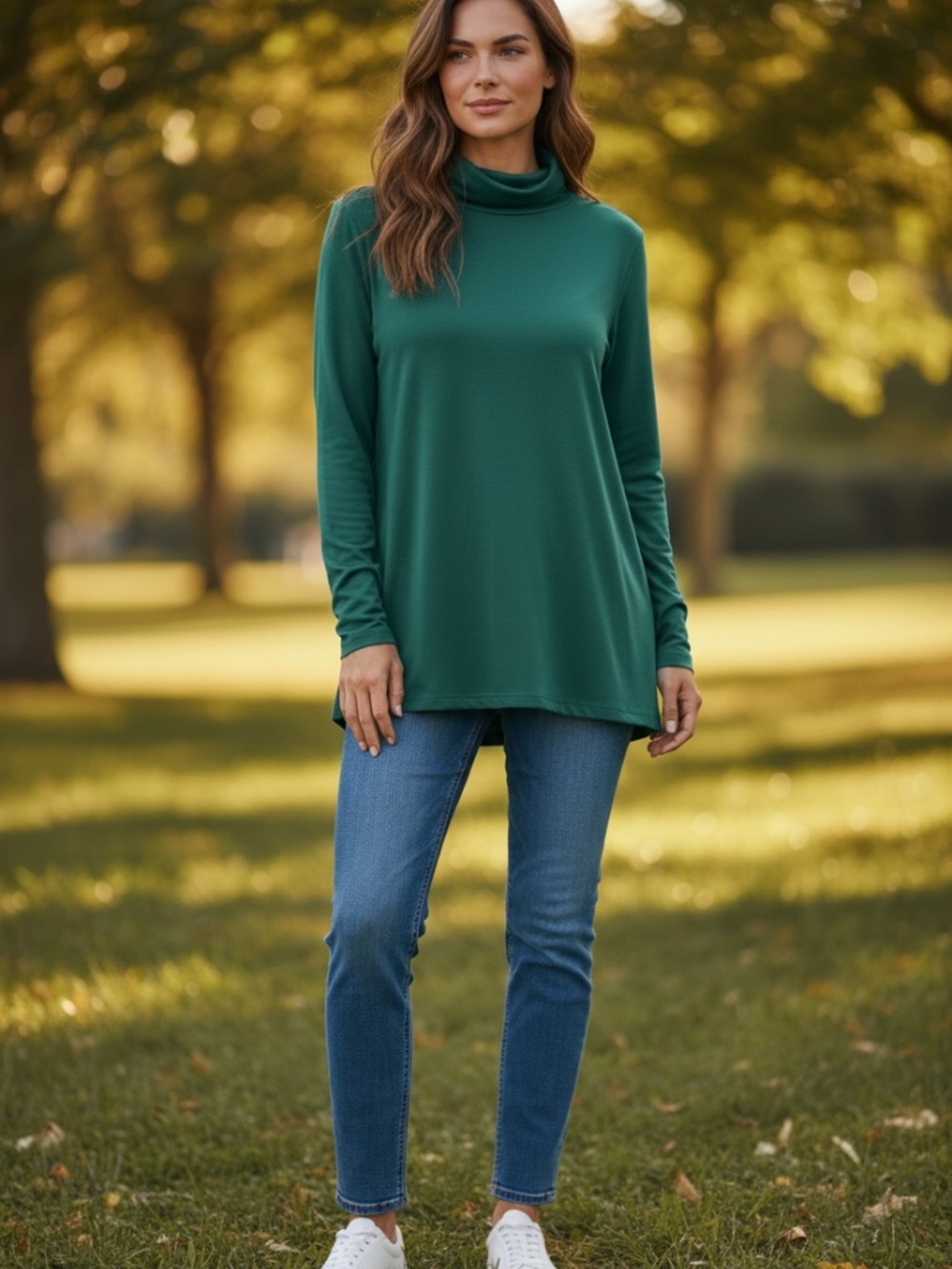 J. Jill green Turtleneck Tunic with side vent